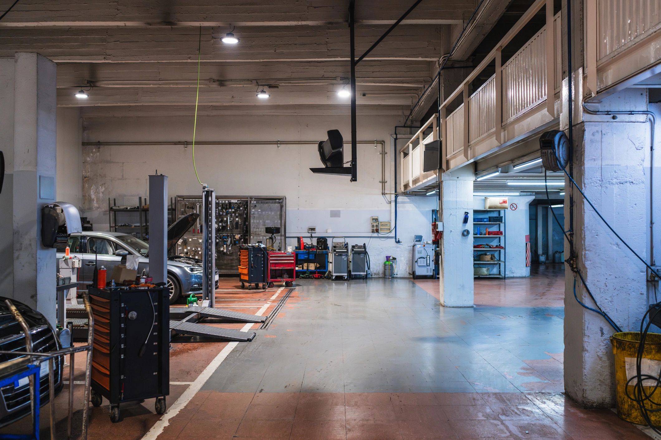Clean car repair shop ready for service